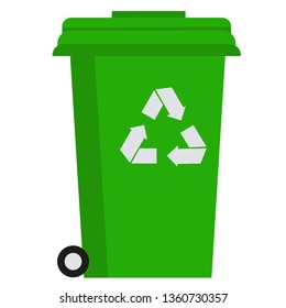 Rubbish bin flat illustration on white