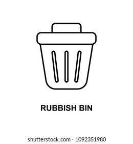 rubbish bin icon. Element of simple web icon with name for mobile concept and web apps. Thin line rubbish bin icon can be used for web and mobile on white background