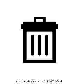 Rubbish bin icon. Garbage container. Dustbin. Web sign. Desktop element. Trash delete concept. Flat design. Vector Illustration.