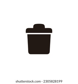 Rubbish bin, icon geometric symbol simple logo vector