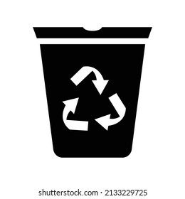 Rubbish bin icon. glyph style. silhouette. suitable for cleanliness icon. simple design editable. Design template vector