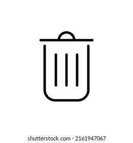 rubbish bin icon, line art