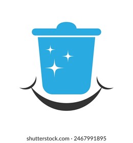 Rubbish bin icon logo design template