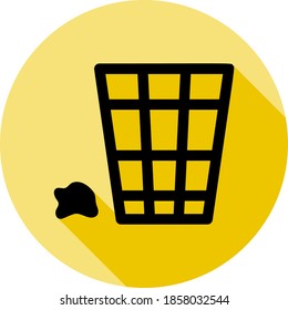 Rubbish Bin icon in long shadow style