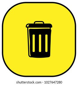 Rubbish bin icon vector illustration on yellow background