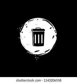 Rubbish bin icon vector illustration on black background