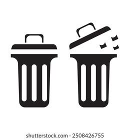 Vector del icono del cubo de basura sobre fondo blanco