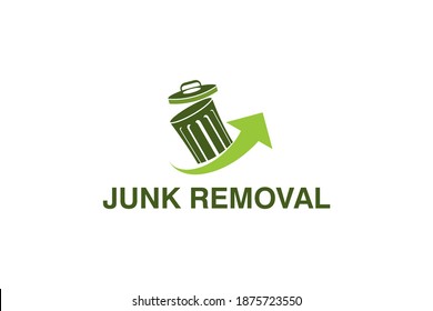 Rubbish Bin Junk Removal Logo Design, Environmentally Friendly Garbage Disposal Service, Simple Minimalist Design Icon.