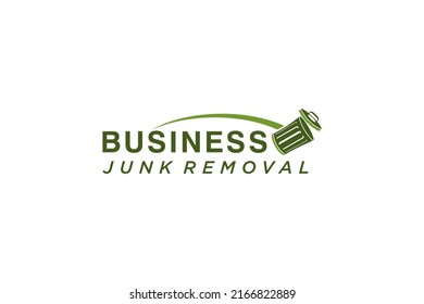 Rubbish bin Junk removal logo design, environmentally friendly garbage disposal service, simple minimalist design icon.