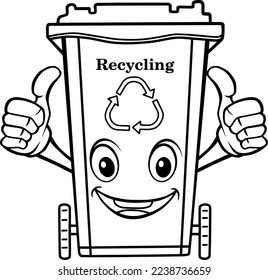 rubbish bin line vector illustration isolated on white background