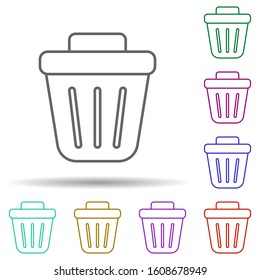 Rubbish bin multi color icon. Simple thin line, outline vector of web icons for ui and ux, website or mobile application