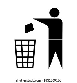 Rubbish bin sign. Image of a trash can. The symbol of purity. Waste recycling illustration. Vector drawing.
