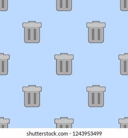 rubbish bin, trash can icon seamless pattern, vector illustrator