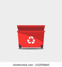carácter vectorial de la papelera de basura. icono gran cubo de basura roja