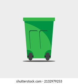 rubbish bin vector character. icon rubbish bin green without lid