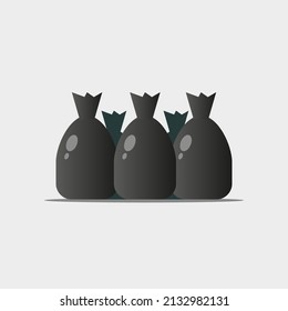 rubbish bin vector character. Plastic gerbage bags