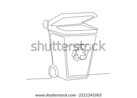 Rubbish bin. Waste collection concept one-line drawing