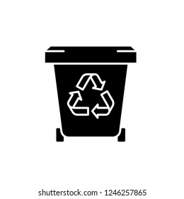 Rubbish black icon, vector sign on isolated background. Rubbish concept symbol, illustration 