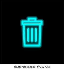 Rubbish blue glowing neon ui ux icon. Glowing sign logo vector