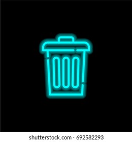 Rubbish blue glowing neon ui ux icon. Glowing sign logo vector