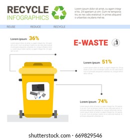 Rubbish Container For E-waste Infographic Banner Recycle Sorting Garbage Concept Vector Illustration