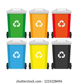 Rubbish Container. rash bin and garbage icons, vector concept