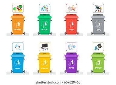 Rubbish Container Sorting Waste Icon Set Stock Vector (Royalty Free ...