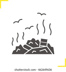 Rubbish dump icon. Drop shadow trash silhouette symbol. Environment pollution. Debris. Garbage. Negative space. Vector isolated illustration
