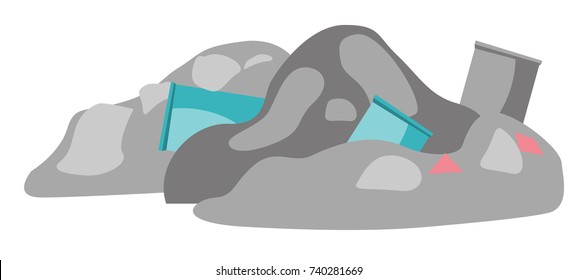 Rubbish dump vector cartoon illustration isolated on white background.