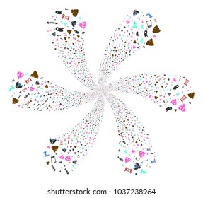 Rubbish explosion fireworks. Object curl done from scatter rubbish symbols. Vector illustration style is flat iconic symbols.