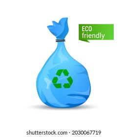 Rubbish garbage bag vector plastic icon. Trash recycle rubbish bin cartoon illustration design