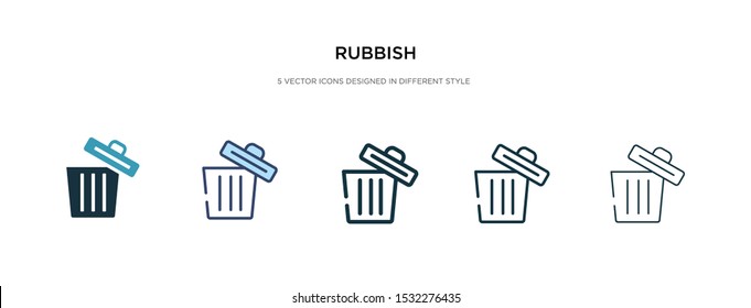 rubbish icon in different style vector illustration. two colored and black rubbish vector icons designed in filled, outline, line and stroke style can be used for web, mobile, ui