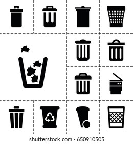 Rubbish icon. set of 13 filled rubbishicons such as trash bin