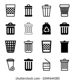 Rubbish icons. set of 16 editable filled and outline rubbish icons such as trash bin, trash bag