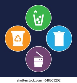 Rubbish icons set. set of 4 rubbish filled icons such as trash bin