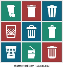 Rubbish icons set. set of 9 rubbish filled icons such as 