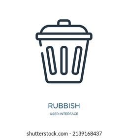 rubbish thin line icon. trash, bin linear icons from user interface concept isolated outline sign. Vector illustration symbol element for web design and apps.