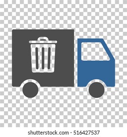 Rubbish Transport Van EPS vector icon. Illustration style is flat iconic bicolor cobalt and gray symbol on chess transparent background. svg