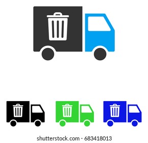 Rubbish Transport Van vector pictograph. Illustration style is a flat iconic colored symbol with different color versions.