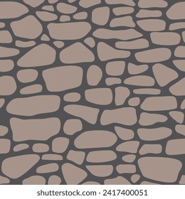 Rubble masonry seamless pattern - natural wild stone wall. Vector background