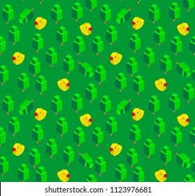 Rubby duck forest seamless pattern green
