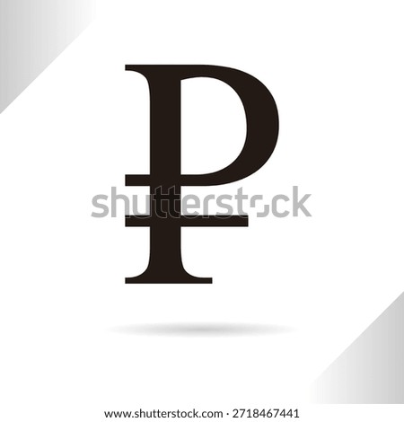 Rubel symbol isolated in white background