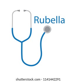 rubella word and stethoscope icon- vector illustration