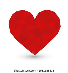 Rubi Heart Red Low Poly Icon Texture. Illustration Design Love Emotion Emoji. Polygon Style Vector Symbol.