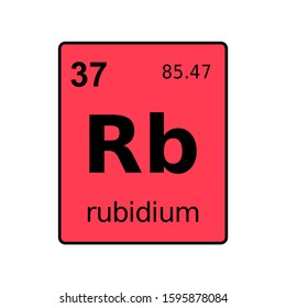 Rubidium chemical element of periodic table. Sign with atomic number.