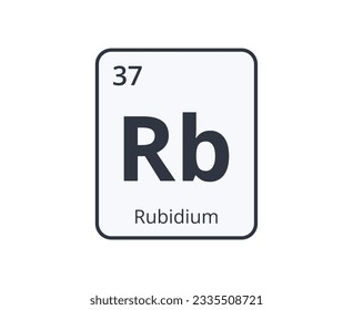 Símbolo de elemento de rubidio. Gráfico para diseños científicos.
