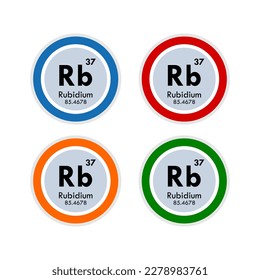rubidium icon set. vector illustration in 4 colors options for web design