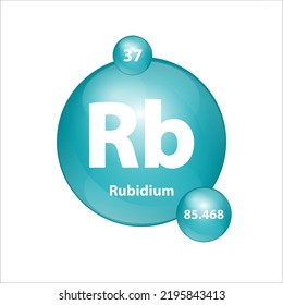 Rubidium (Rb) icon structure chemical element round shape circle green dark, blue. Chemical element of periodic table Sign with atomic number. Study in science for education. 3D Illustration vector.