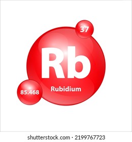 Rubidium (Rb) icon structure chemical element round shape circle red easily.  Chemical element of periodic table Sign with atomic number. Study in science for education. 3D Illustration vector.
