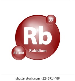 Rubidium (Rb) Symbol Struktur chemisches Element rund Form Kreis braun leicht braun. 3D-Illustrationsvektor. Chemisches Element der periodischen Tabelle Zeichen mit Atomnummer. Studium der Wissenschaft für Bildung. 